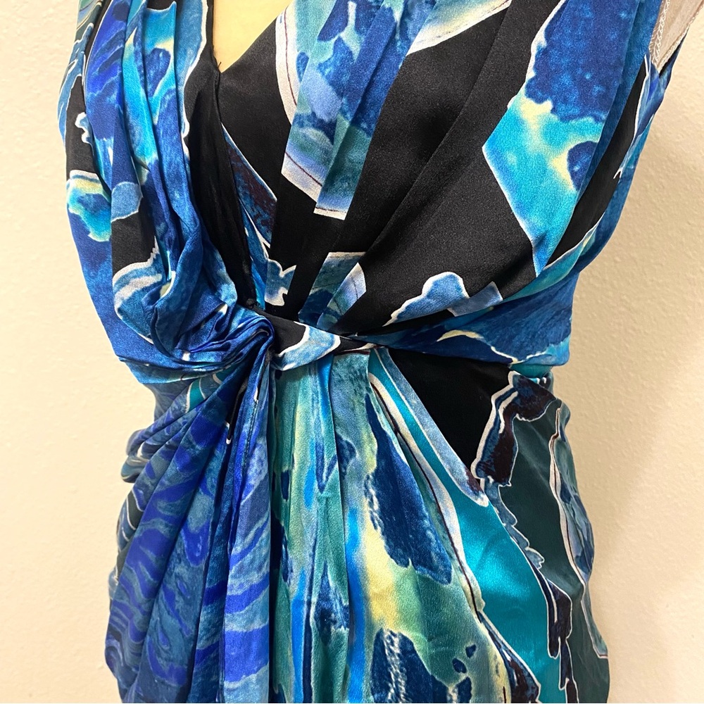 Diane Von Furstenberg Silk Drapey Watercolor Print Dress - Picture 5 of 11